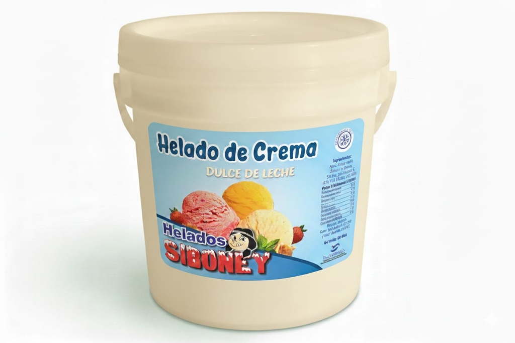 Helado de Crema sabor Dulce de leche cubo de 4L