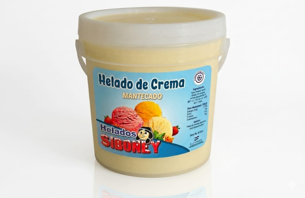Helado de Crema sabor Mantecado, cubo 4L 