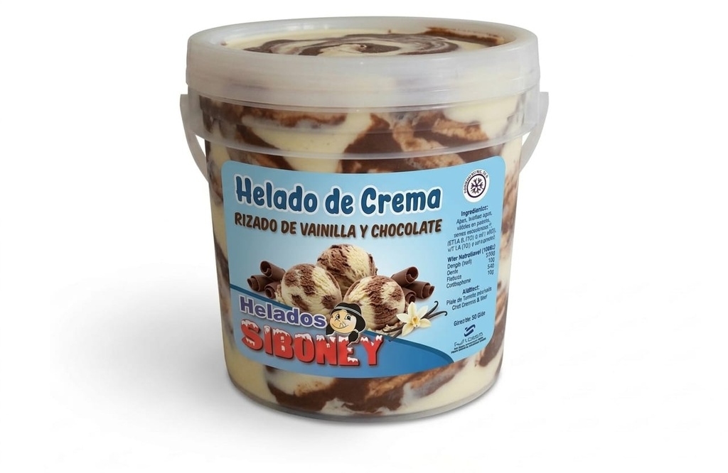 Helado de Crema sabor Rizado de Chocolate, cubo 4L