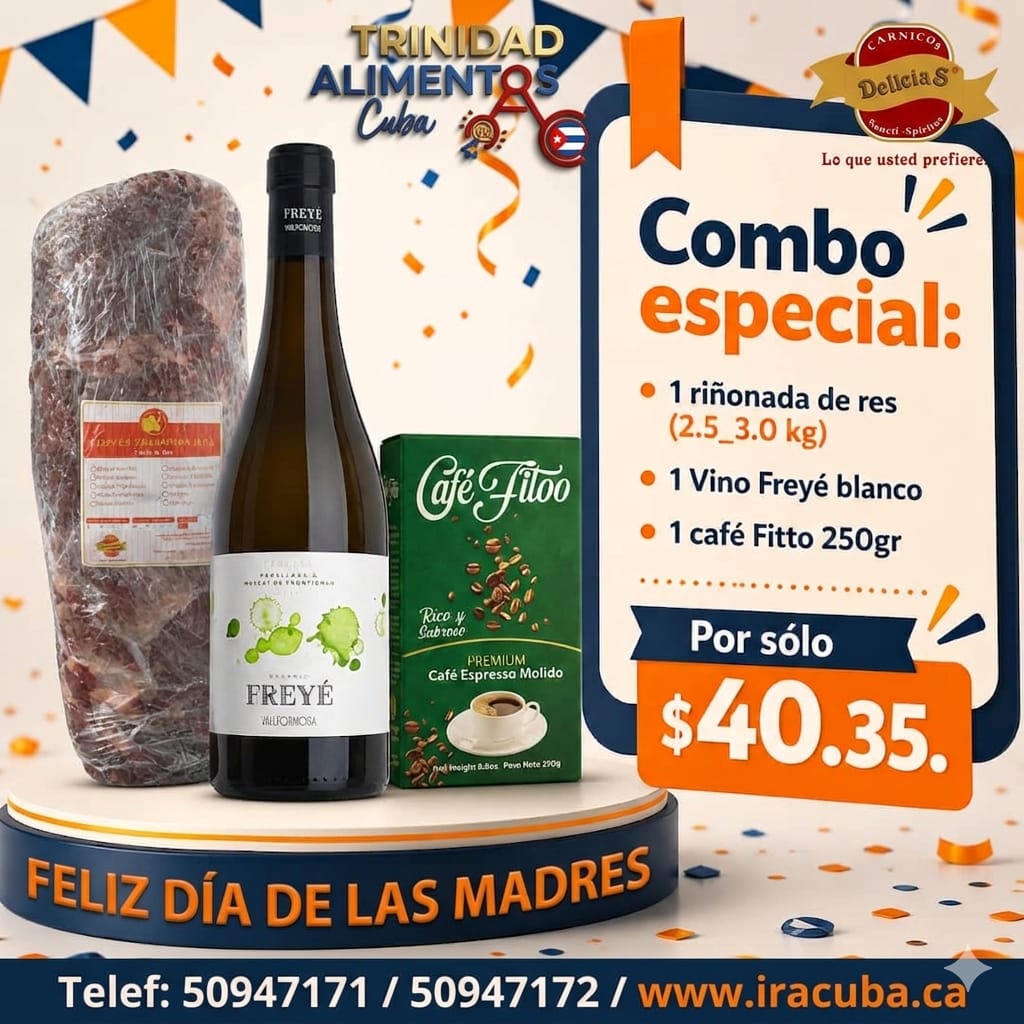 Combo #7.           1 Riñonada (2.5_3.0 kg), 1 vino Freyé blanco, 1 café Fitto
