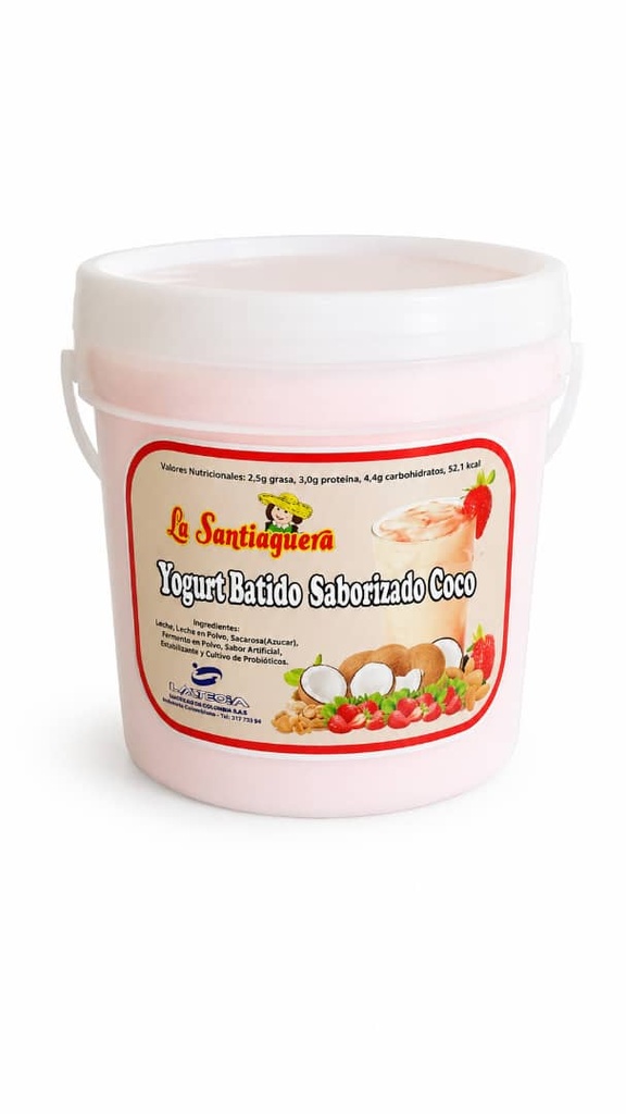 Yogurt batido saborizado sabor Coco, cubo de 4L